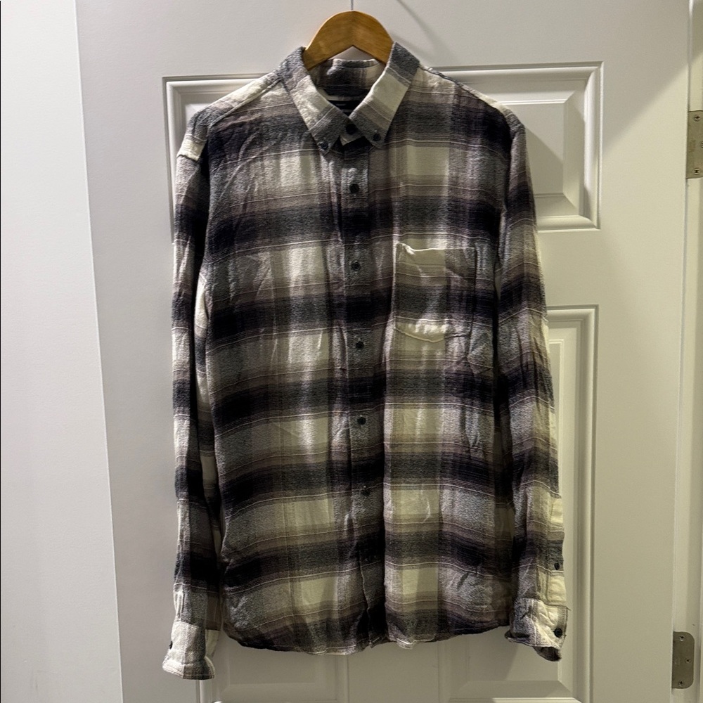Treasure & Bond Black and White Plaid Men's Shirt